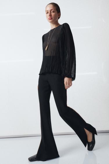PANTALÓN FLARE ABERTURAS ZW COLLECTION - Negro de Zara