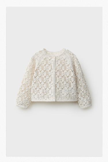 LINEN BLEND CARDIGAN - Light beige by Zara