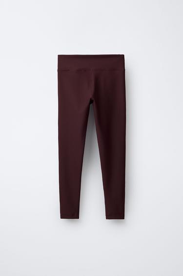 RIBBED LEGGINGS WITH SIDE STRIPES - Burgundy by Zara - Image 1