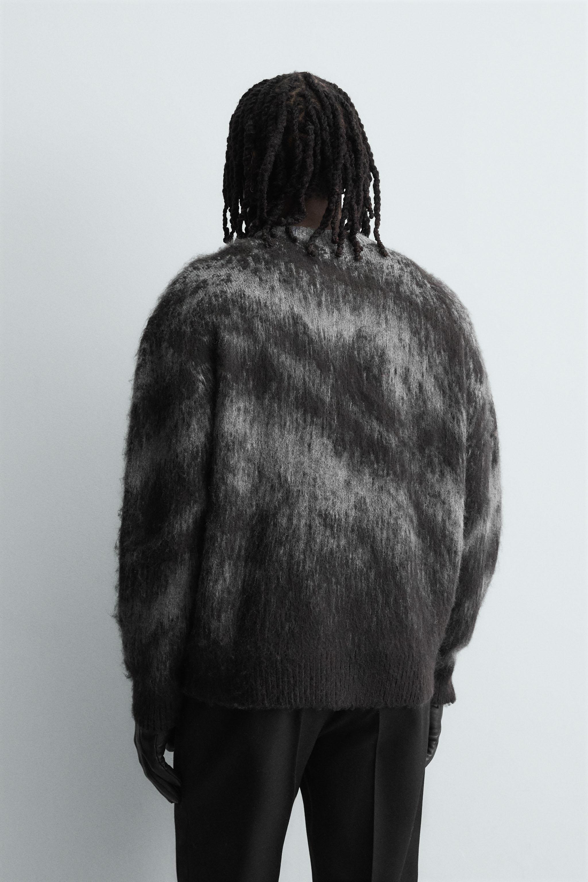 ブラッシュドジャカードセーター - ブラック | ZARA Japan / 日本