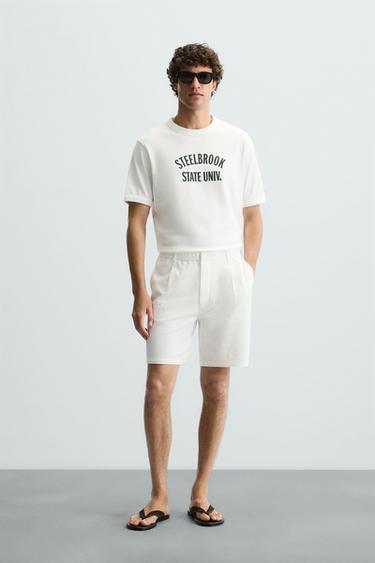 CAMISETA TEXTO RIB - Blanco roto de Zara - Imagen 0