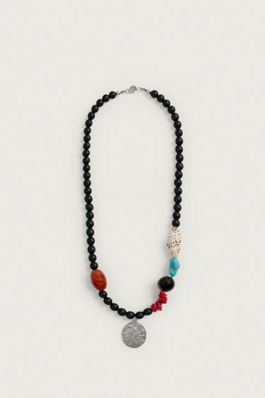 Zara MIXED BEAD AND SHELL NECKLACE - Multicolored