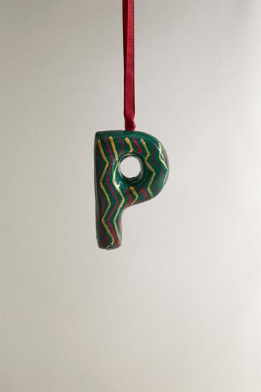 LETTER P CHRISTMAS TREE DECORATION - Green by Zara - Image 0