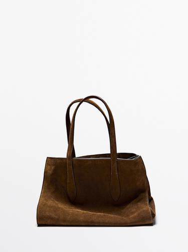 Zara Split suede medium icon bag - Gold - Image 0