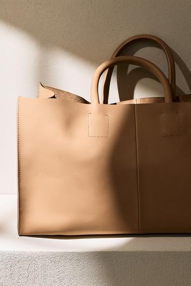 SAC CABAS EN CUIR - Beige clair de Zara - Image 5