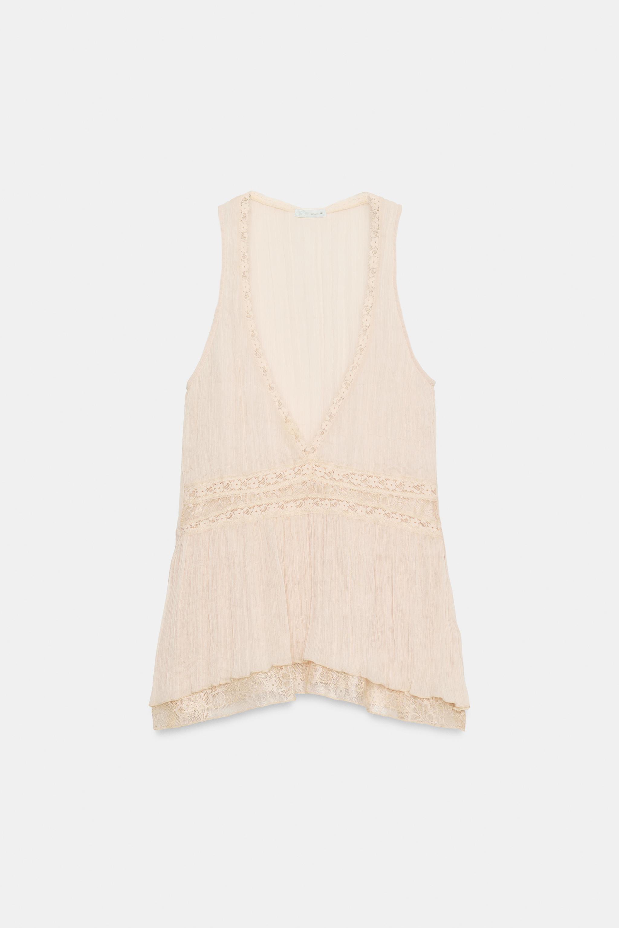 COMBINATION LACE TOP - Light pink | ZARA United States
