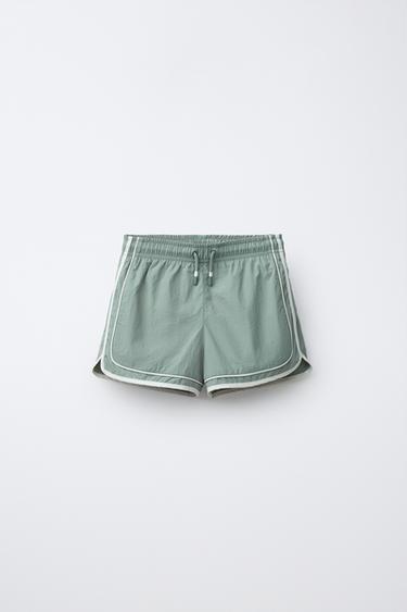 Zaras 6-14 ÅR/ BADSHORTS MED KONTRASTERANDE BAND - Grön