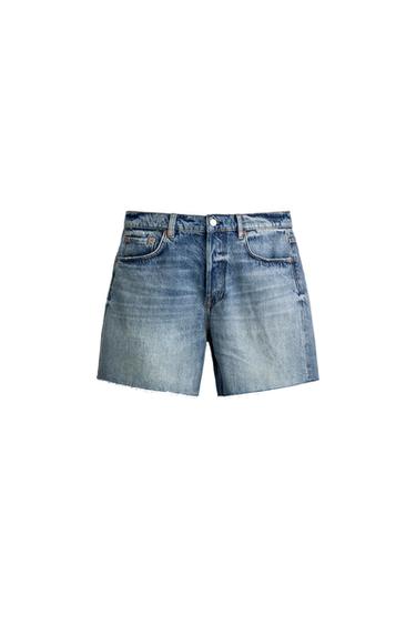 Zara DENIM SHORTS - Light blue