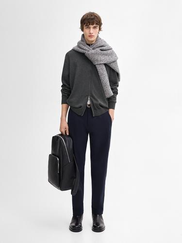 Zara Cotton blend zip-up knit cardigan - lavender-white - Image 0