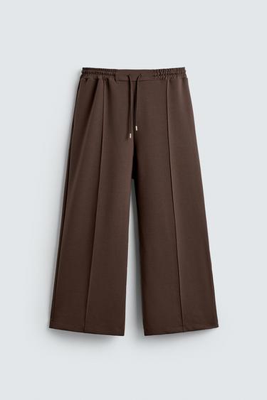 LABEL INTERLOCK TROUSERS - Chocolate de Zara - Image 7