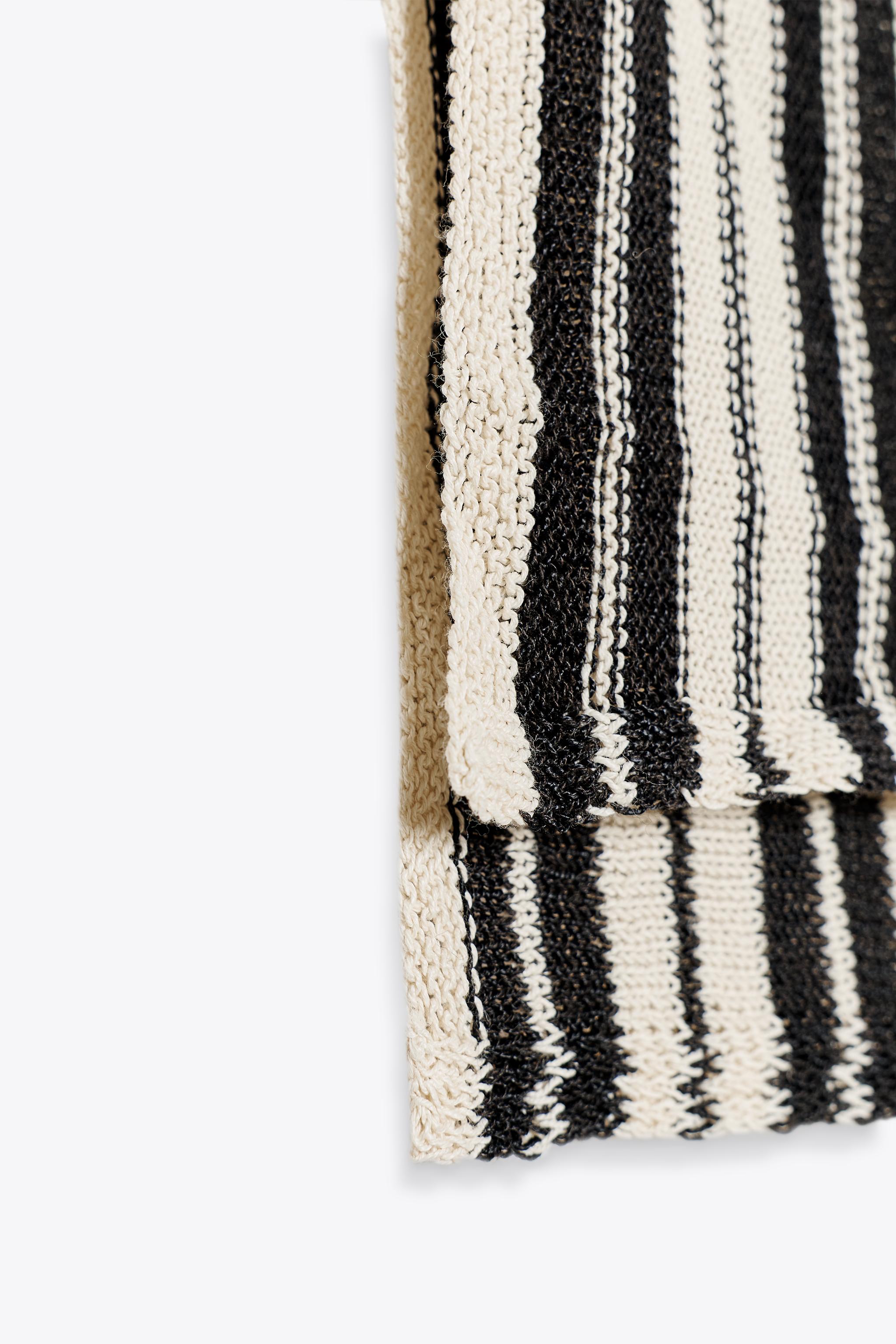 STRIPED KNIT TOP WITH LINEN