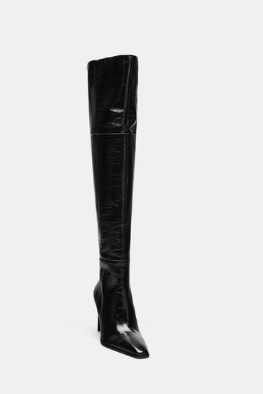 BOTTES CUISSARDES À TALONS EN CUIR ÉDITION LIMITÉE - Noir de Zara - Image 6