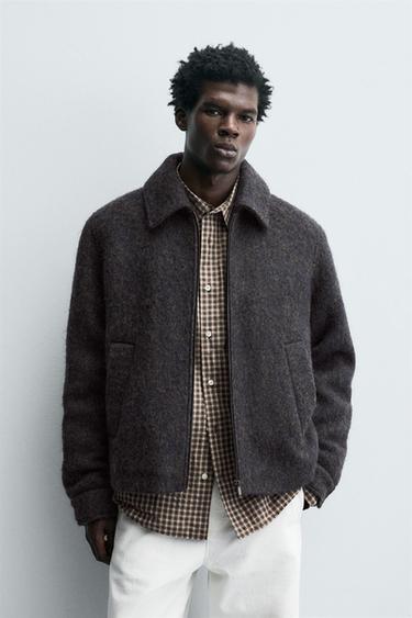 CROPPED TEXTURED OVERSHIRT - Brown-Blue by Zara