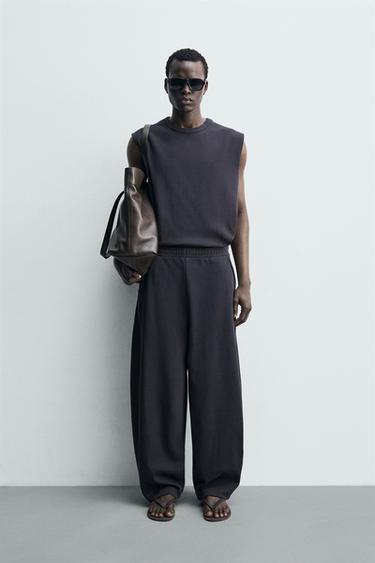 PANTALÓN JOGGER BALLOON FIT  ESTRUCTURA RIB - Azul de Zara - Imagen 0