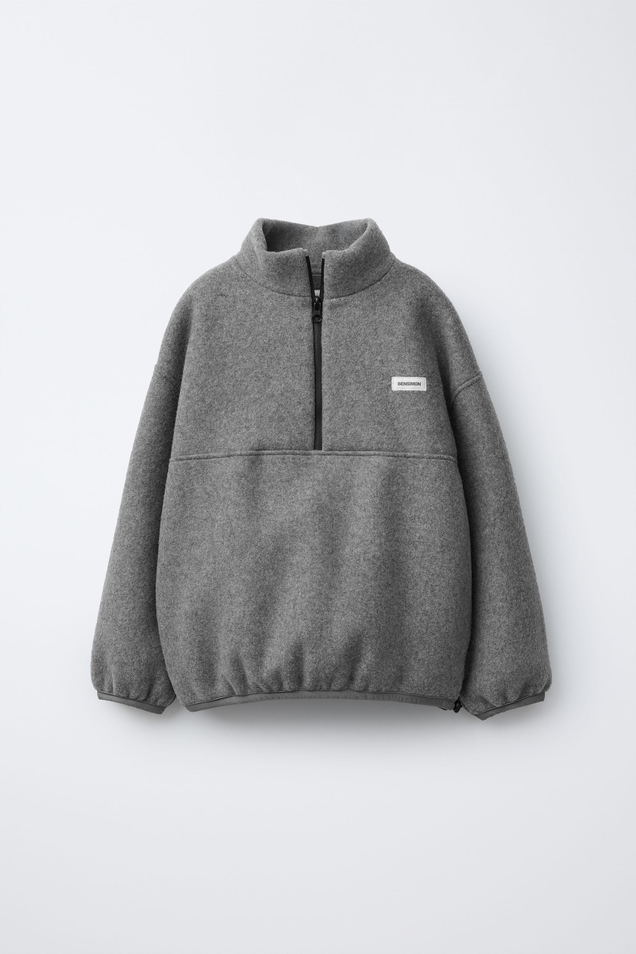 BENSIMON ® X ZARA LABEL FLEECE SWEATSHIRT - Grey marl | ZARA South