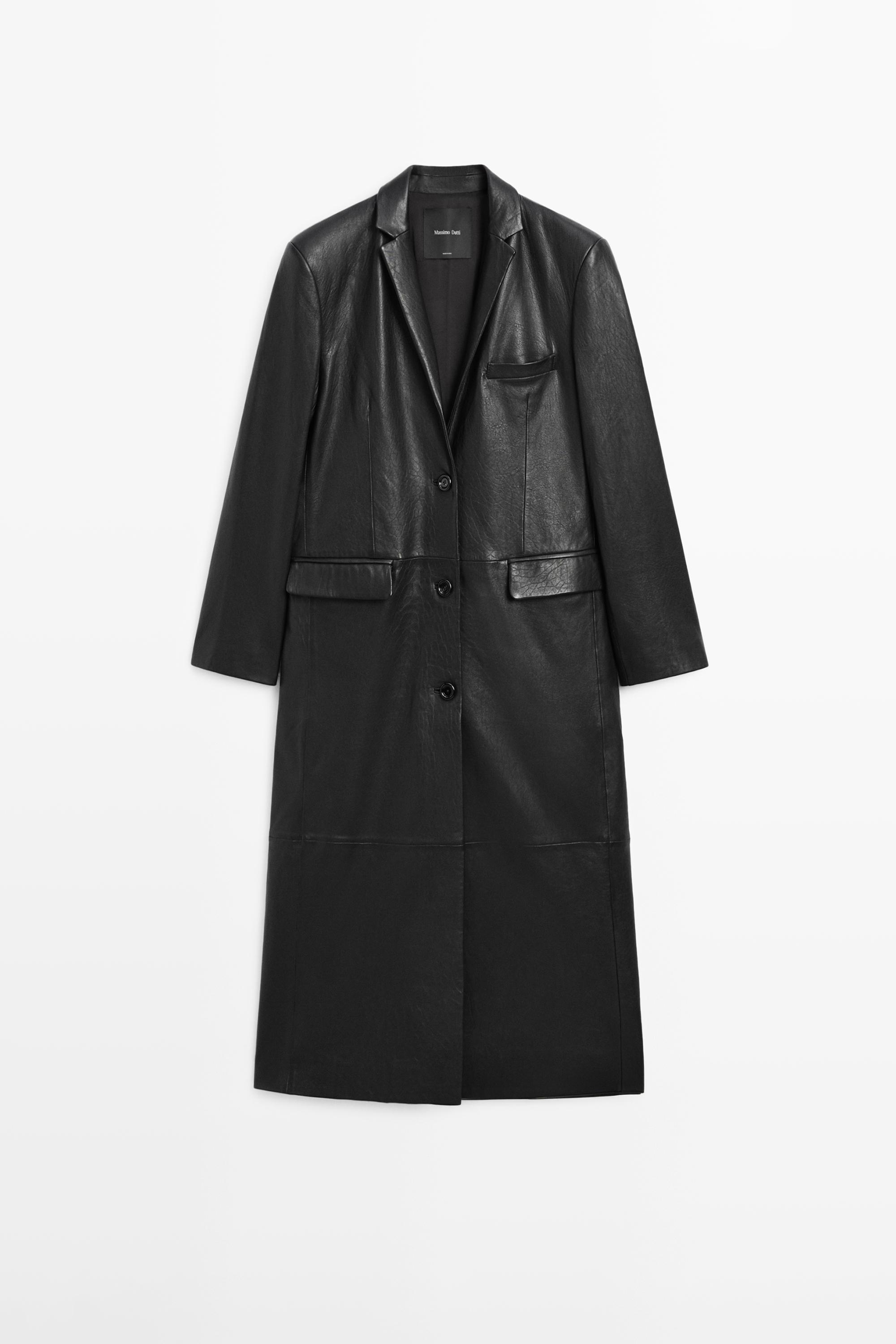 Long nappa leather coat
