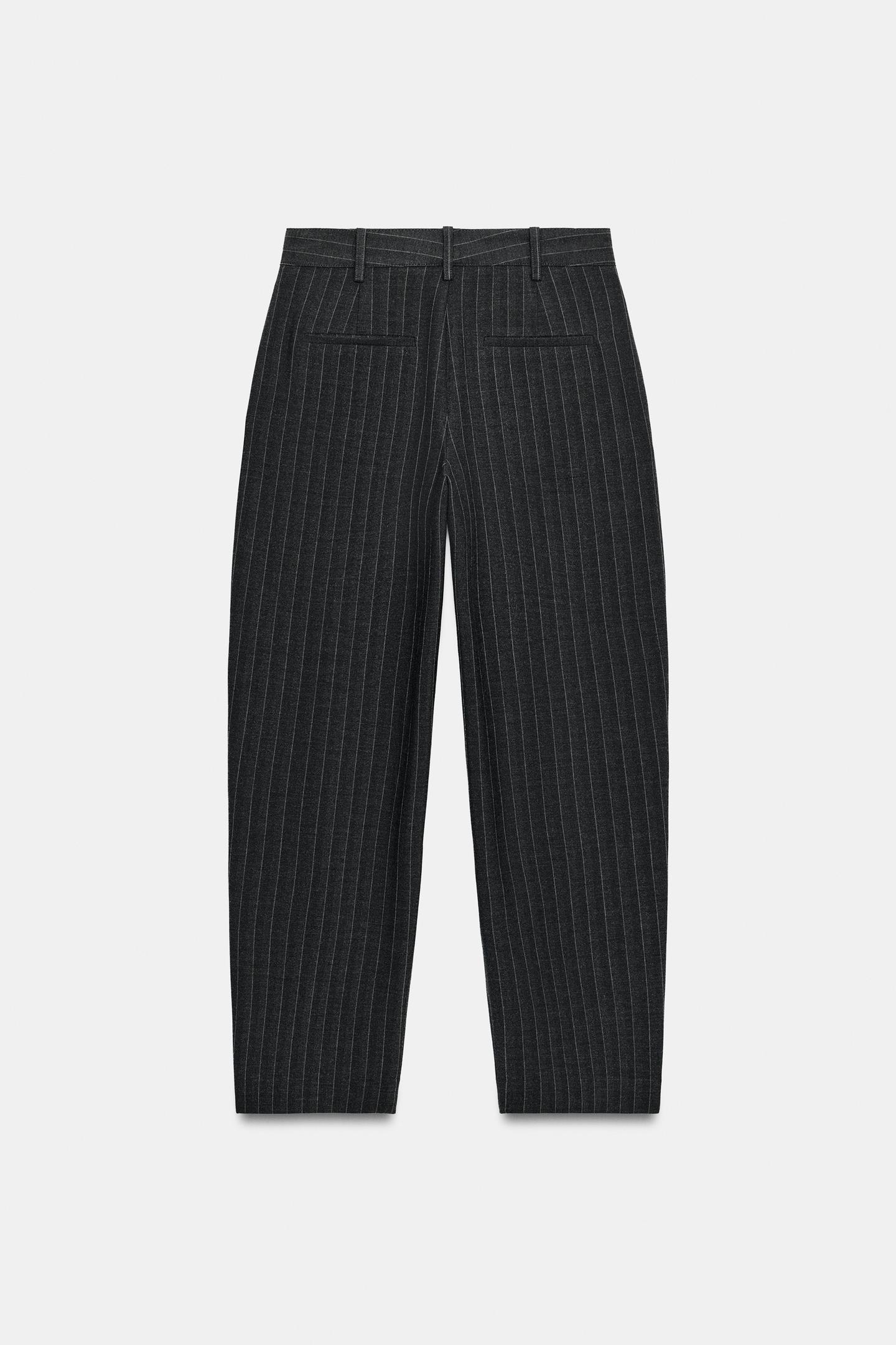 Женские брюки Zara Pinstripe, цвет: Тёмный серый — фото 8