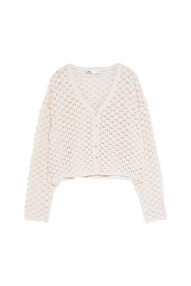 OPEN KNIT TEXTURED CARDIGAN
