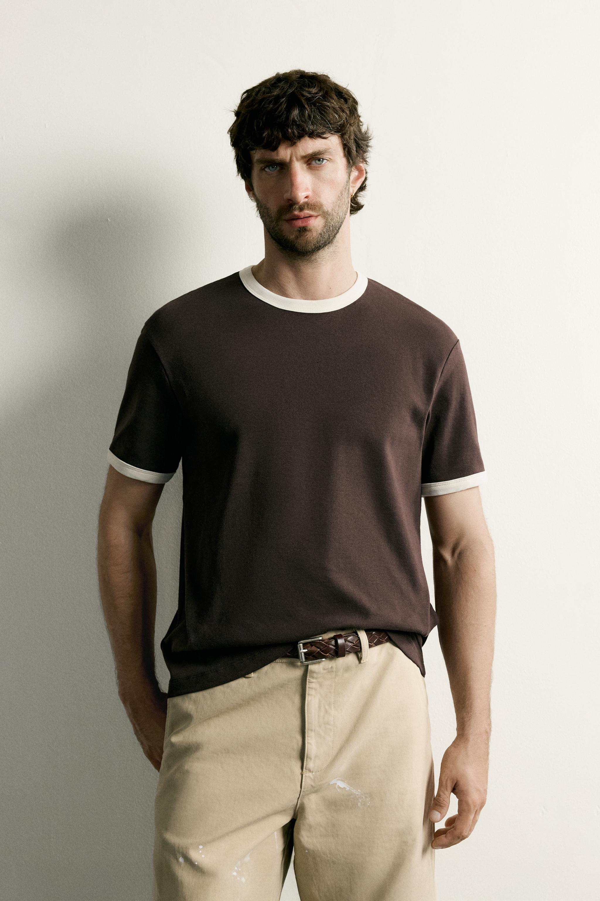 RINGER BASIC CONTRAST RIB T-SHIRT