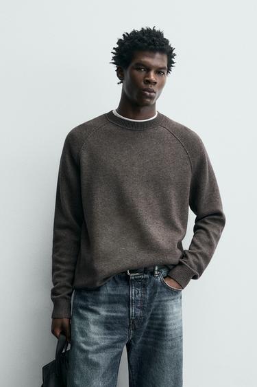 SUÉTER COM ESTRUTURA E LÃ - Marrom-vigoré da Zara