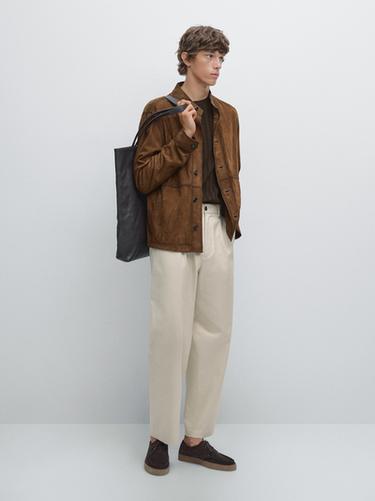 Pantalón relaxed fit 100% algodón - Crudo de Zara - Imagen 0