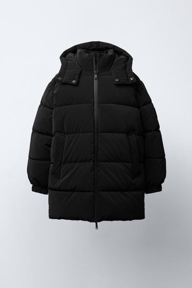 Zara 長版絎縫大衣附標籤 - 黑色 - 圖片 0