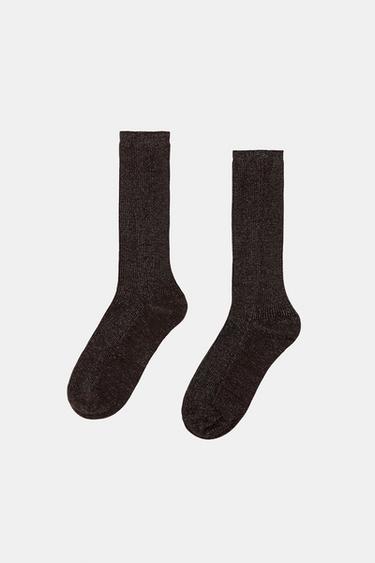 POLYAMIDE SOCKS WITH METALLIC THREAD - Brown by Zara