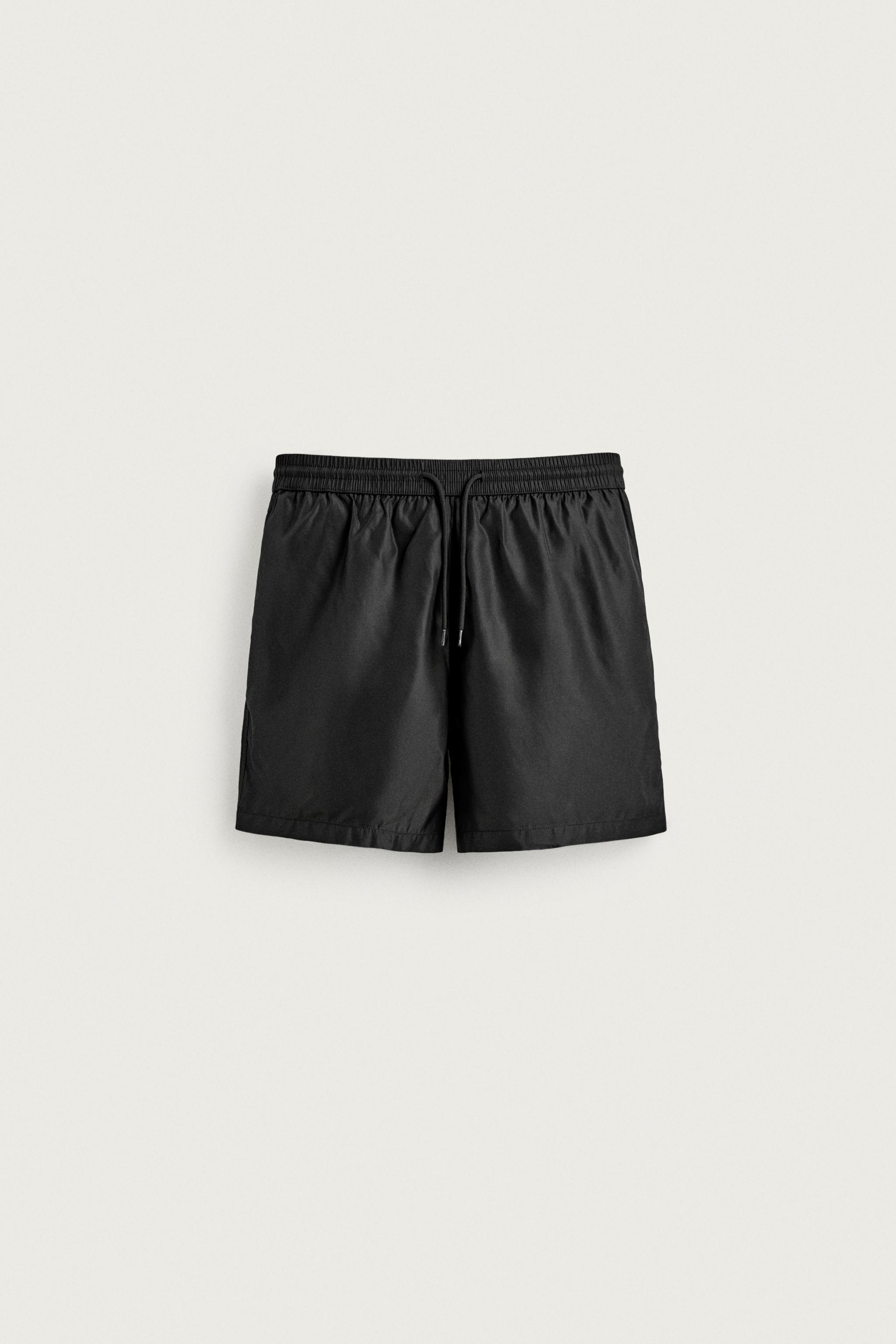 AARON LEVINE X ZARA MID-LENGTH SWIM SHORTS — Black