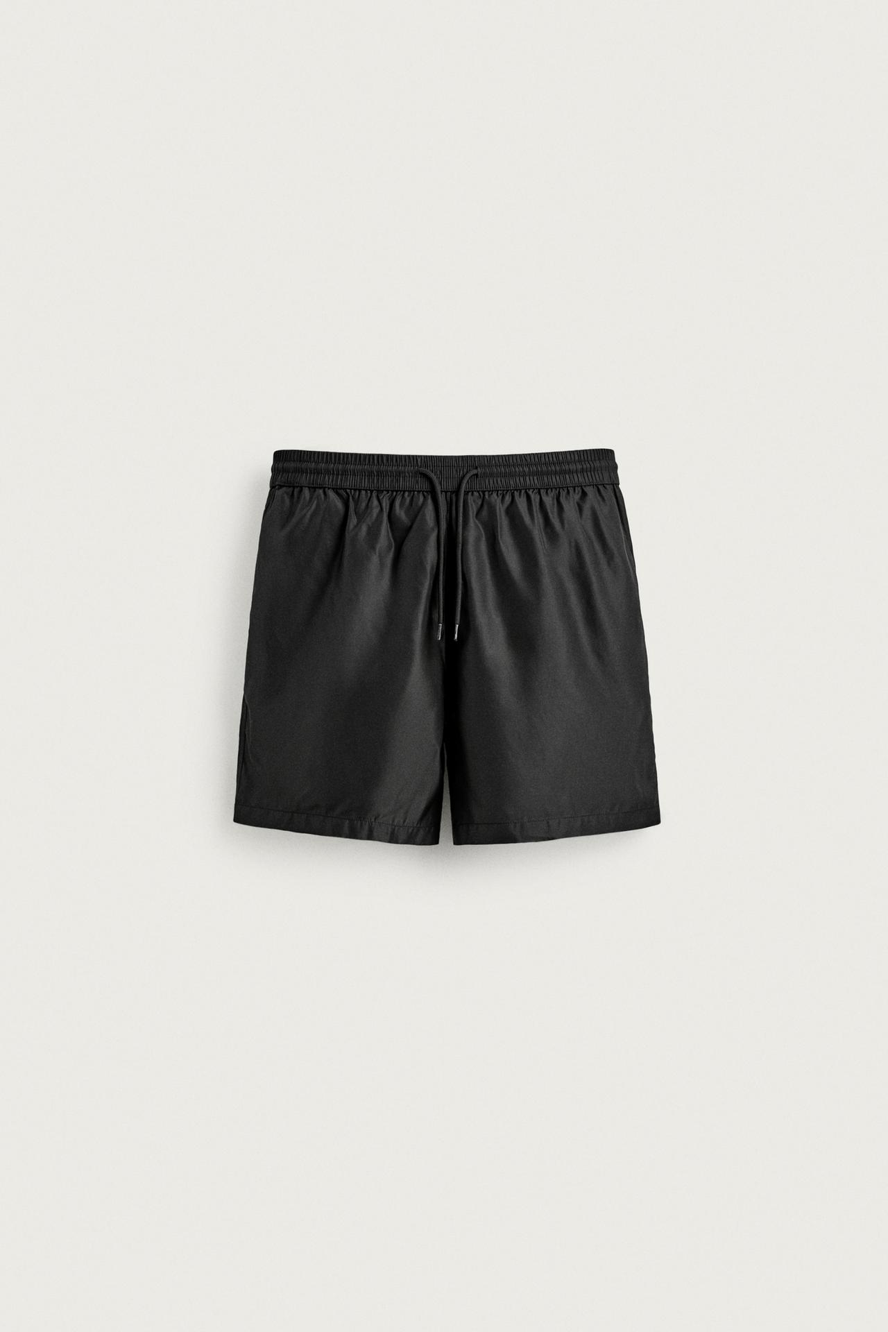 AARON LEVINE X ZARA MID-LENGTH SWIM SHORTS — Black