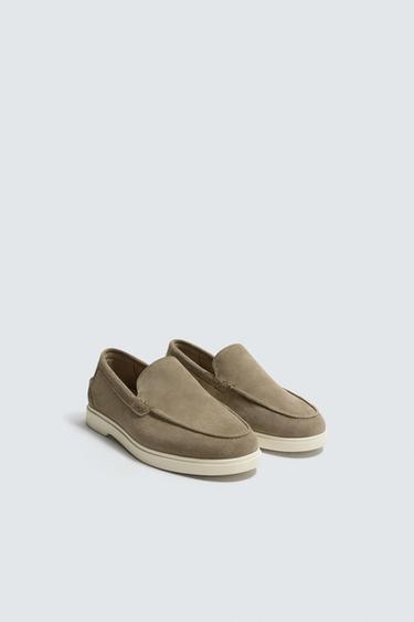 CASUAL LEATHER LOAFERS - Beige by Zara