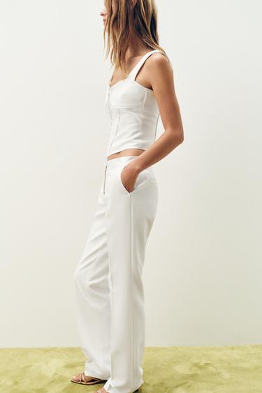 TOP BUSTIER LISERÉS SATINÉS - Blanc cassé de Zara - Image 4