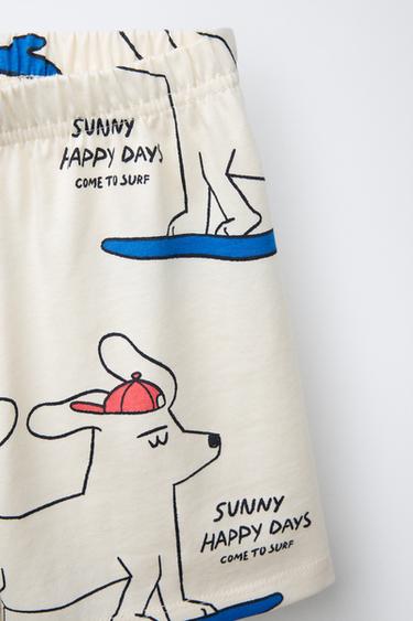 DOG PRINT JOGGING T-SHIRT AND BERMUDA SHORTS SET - Ecru by Zara - Image 3