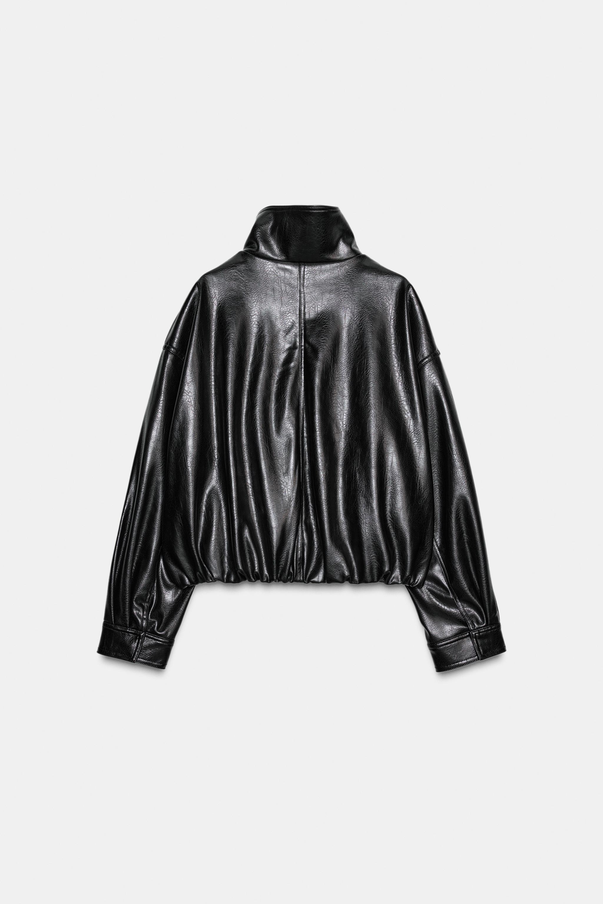 VOLUMINOUS LEATHER EFFECT JACKET - Black | ZARA South Africa