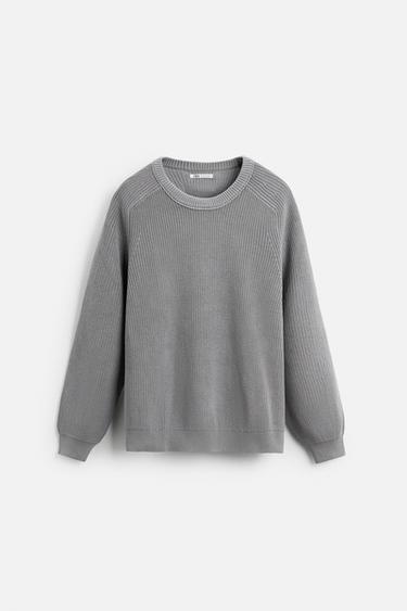 TEXTURED RELAXED FIT SWEATER - Blue grey by Zara