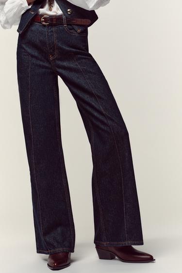 Z1975 JEANS WITH PRESSED CREASE AND BELT - Blue by Zara