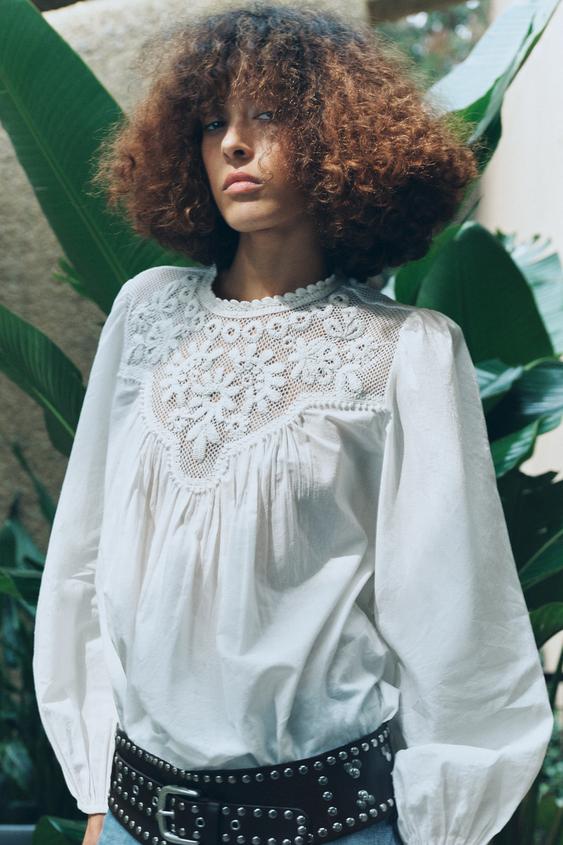 Shirt Zara Maglia A Sbuffo Zara Maglia Bianca Maniche A Sbuffo