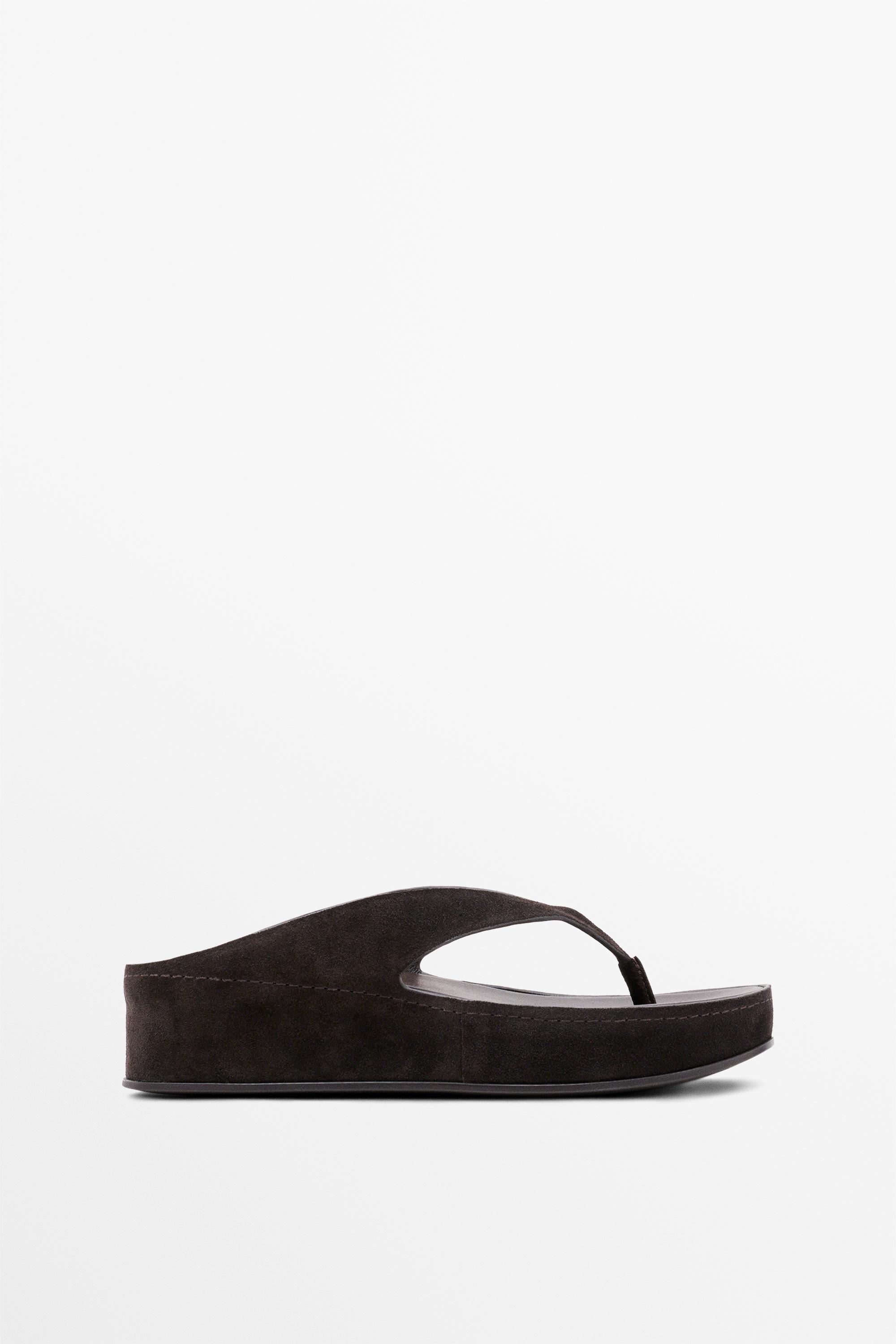 Leather platform sandals — Brown