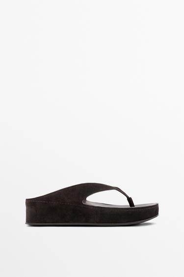 Sandale plateforme cuir - Marron de Zara - Image 0