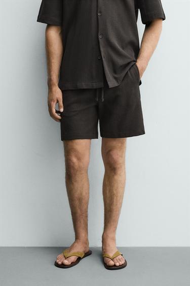 Zara 紋理休閒版短褲 - 碳色