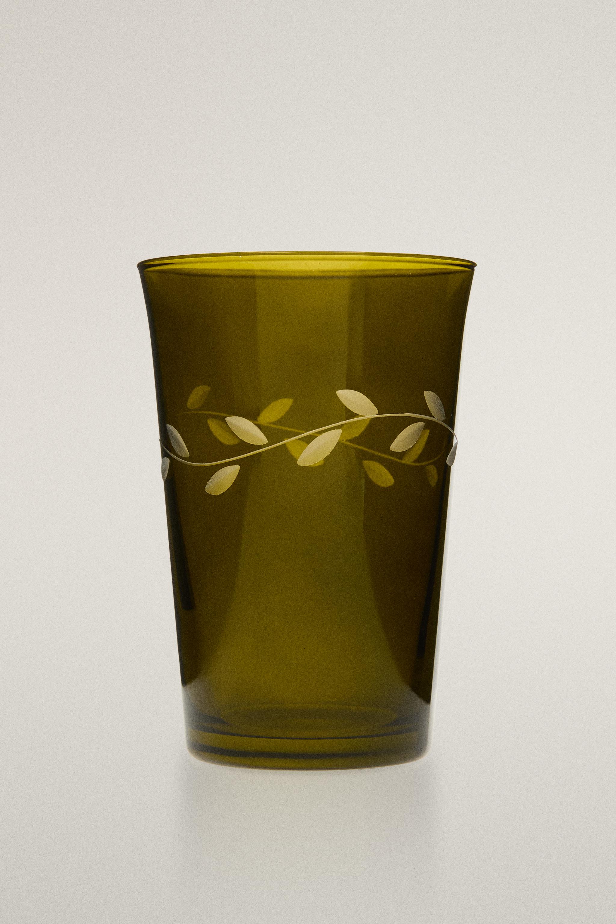 GLASS LEAF CHRISTMAS TUMBLER