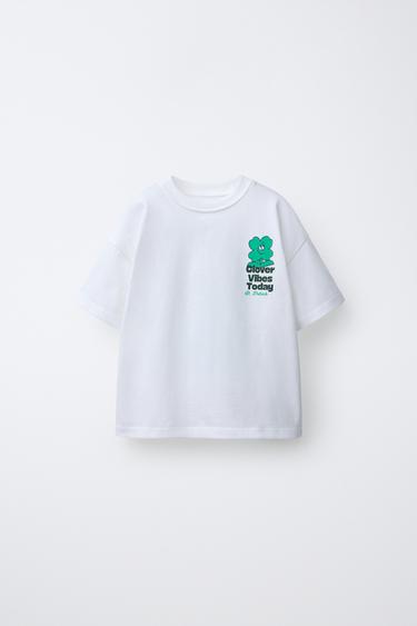 SLOGAN AND CLOVER PRINT T-SHIRT - White by Zara