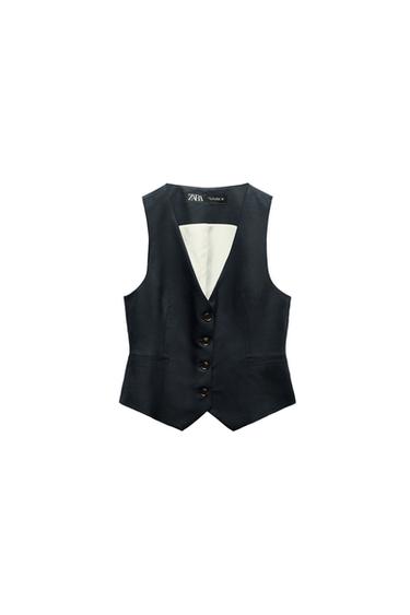 TAILORED LINEN BLEND WAISTCOAT