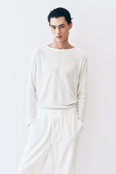 Zara 羅紋紋理休閒T恤 - 白色