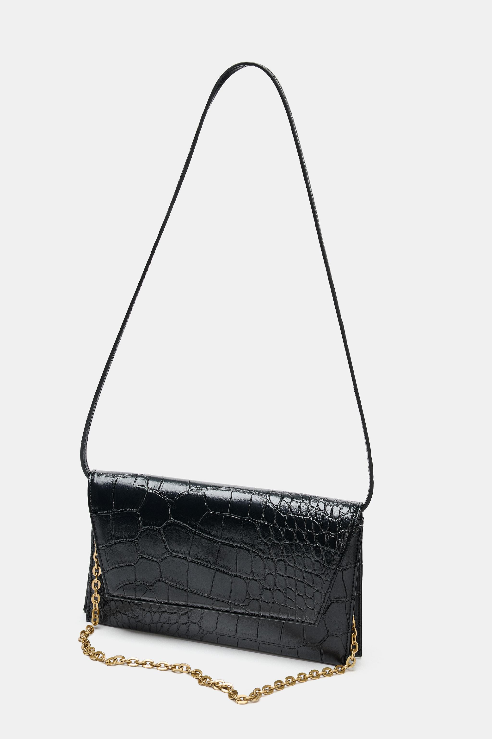 エンボス加工フラップクロスボディバッグ - ブラック | ZARA Japan / 日本