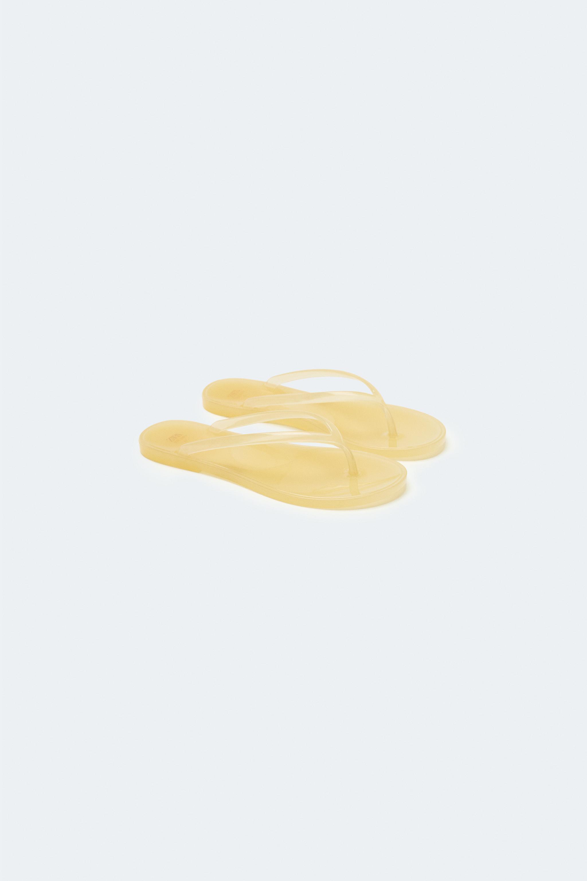 TRANSPARENT TOE-POST SLIDE SANDALS - Yellow | ZARA India