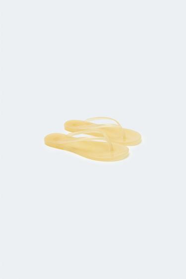 TRANSPARENT TOE-POST SLIDE SANDALS - Yellow by Zara