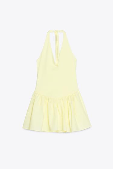 CONTRAST HALTER DRESS - Light yellow by Zara
