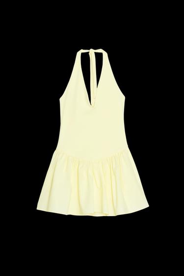 CONTRAST HALTER DRESS - Light yellow by Zara - Image 0