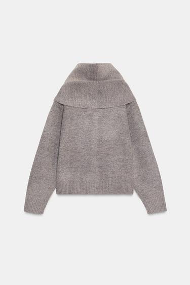CARDIGAN WITH SCARF DETAIL - Taupe grey by Zara - Image 6