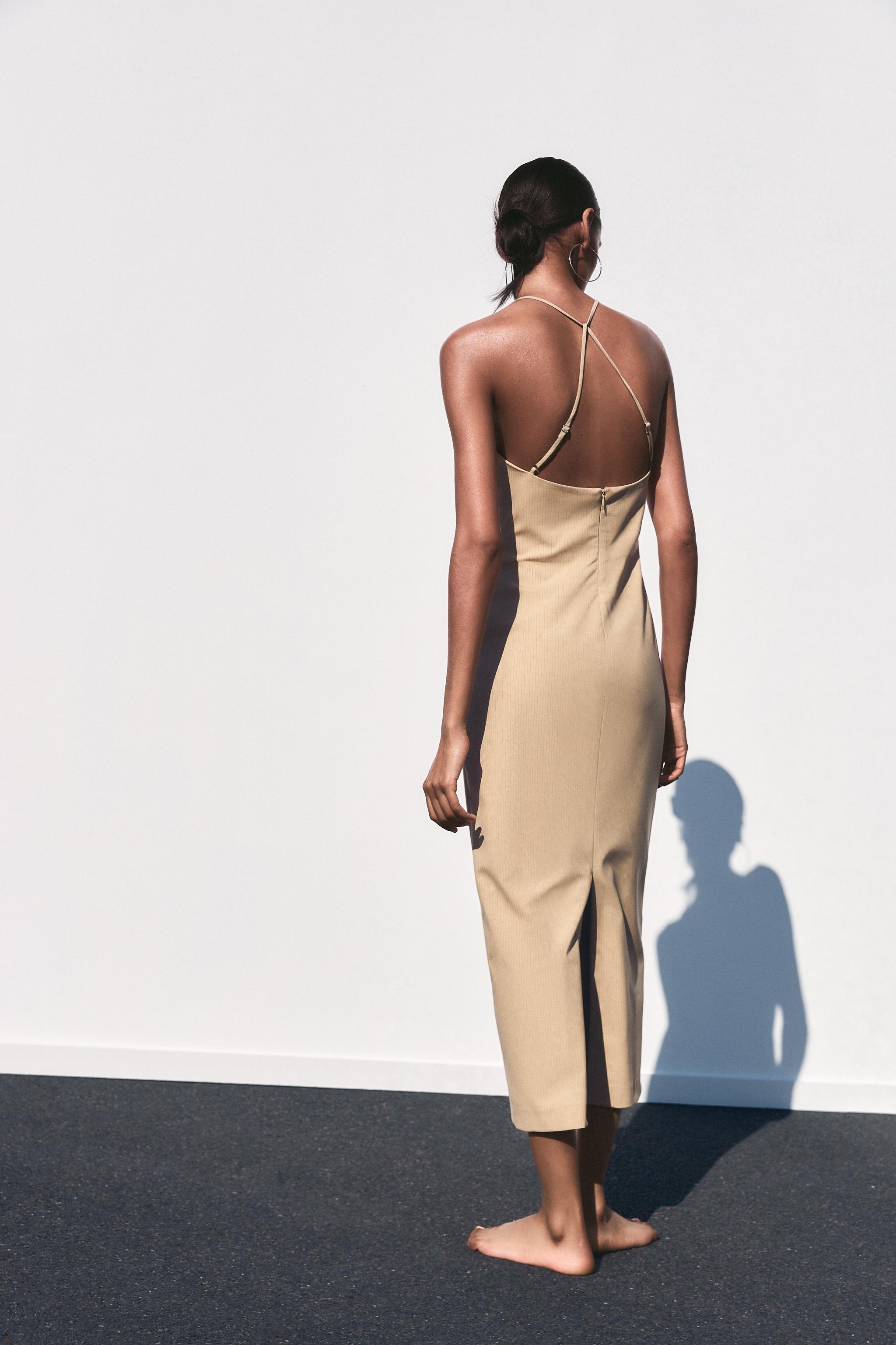 PINSTRIPE MIDI DRESS - Sand / Black | ZARA United States